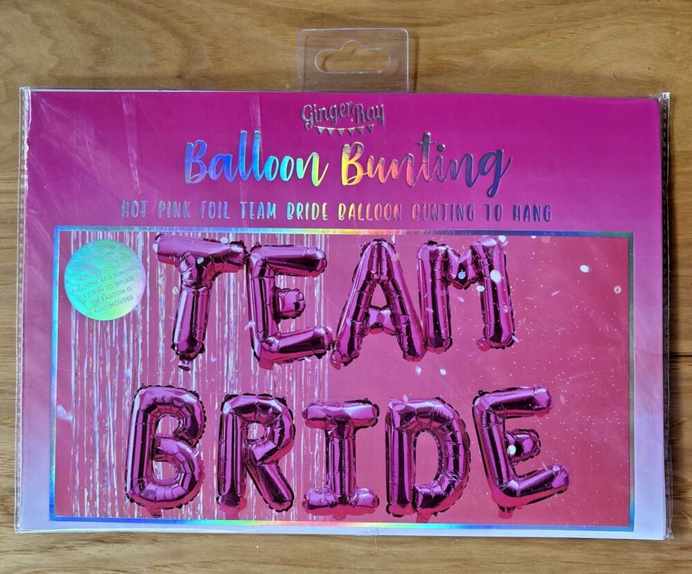 "Team Bride" Balloon Bunting Ginger Ray Pink Foil Wedding Shower 16" Hen Party